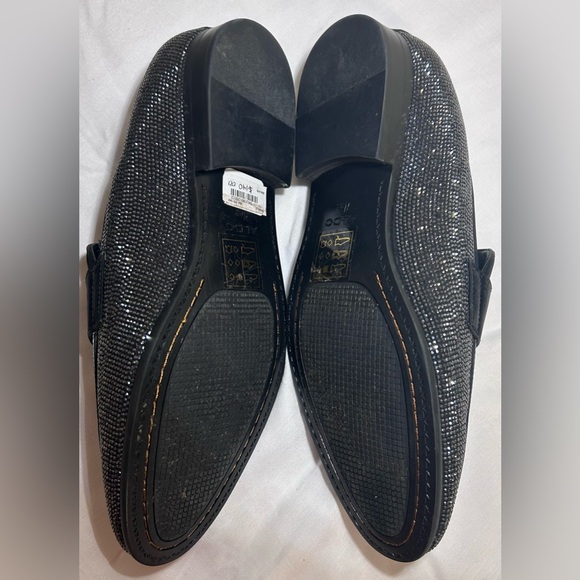 Aldo Black Regalo Dress Loafers Sparkling Silver Rhinestone Trim:Unisex main image 8